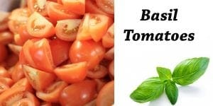 Basil tomatoes and basil leaves.