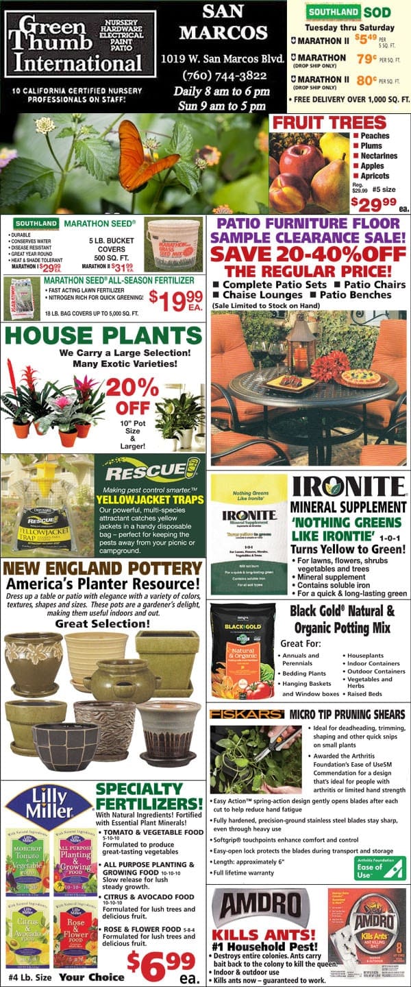 80918 Ad for San Marcos Green Thumb Nursery