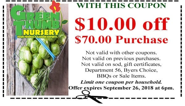 Green Thumb Coupon 9-20-18 - Green Thumb Nursery