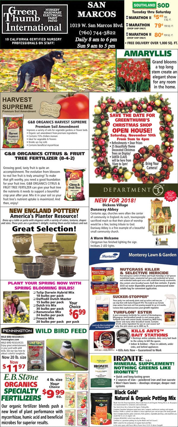 110118 Ad for San Marcos Green Thumb Nursery