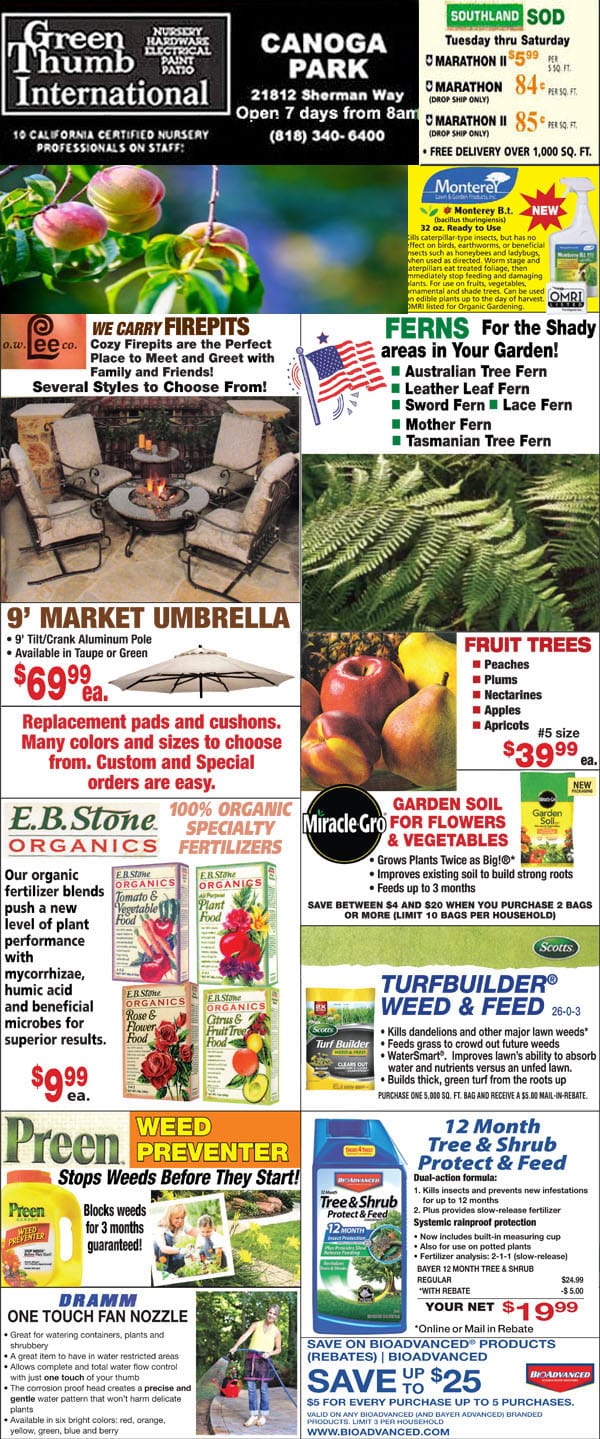 62019 Ad for Canoga Park Green Thumb Nursery