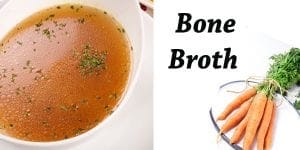 Bone broth and carrots in a bowl from a Southern California garden center.