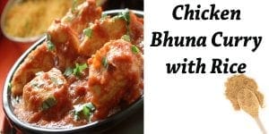 Chicken bhuna curry with rice from a SoCal garden center.