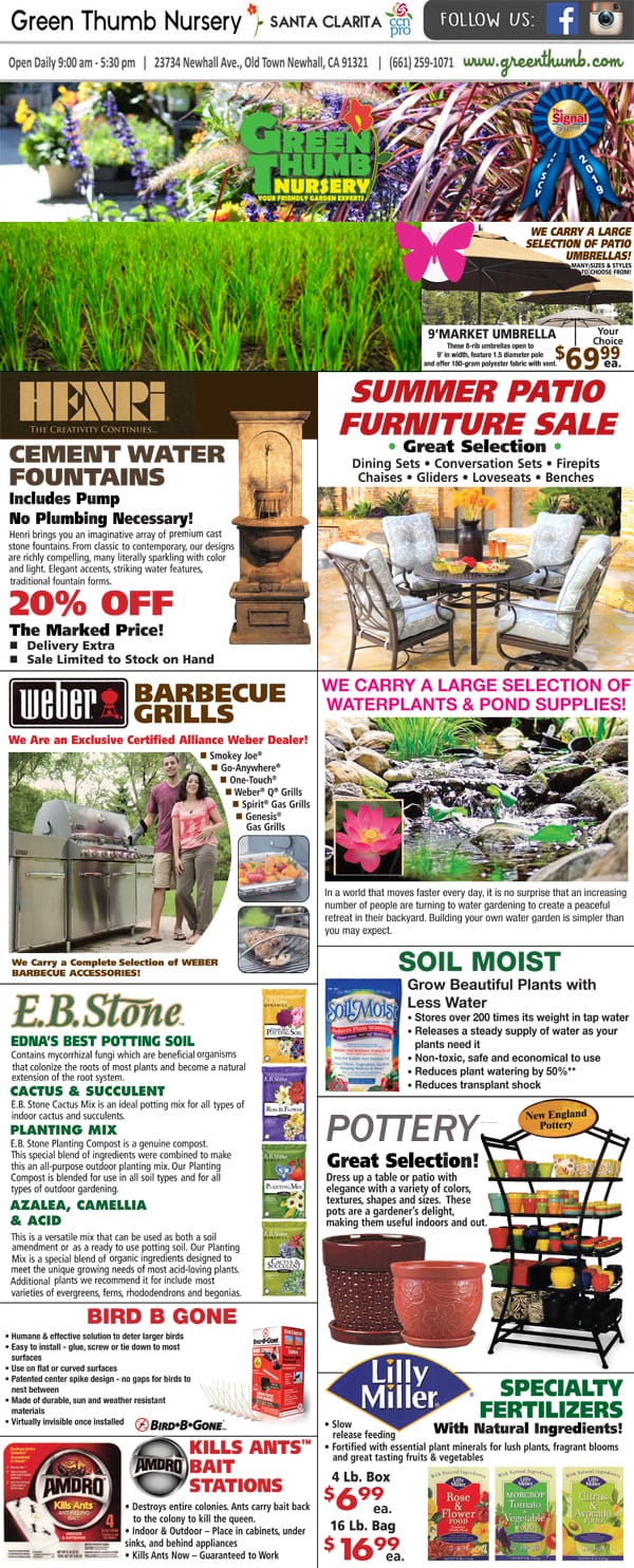 72320 Ad for Newhall Santa Clarita Green Thumb Nursery