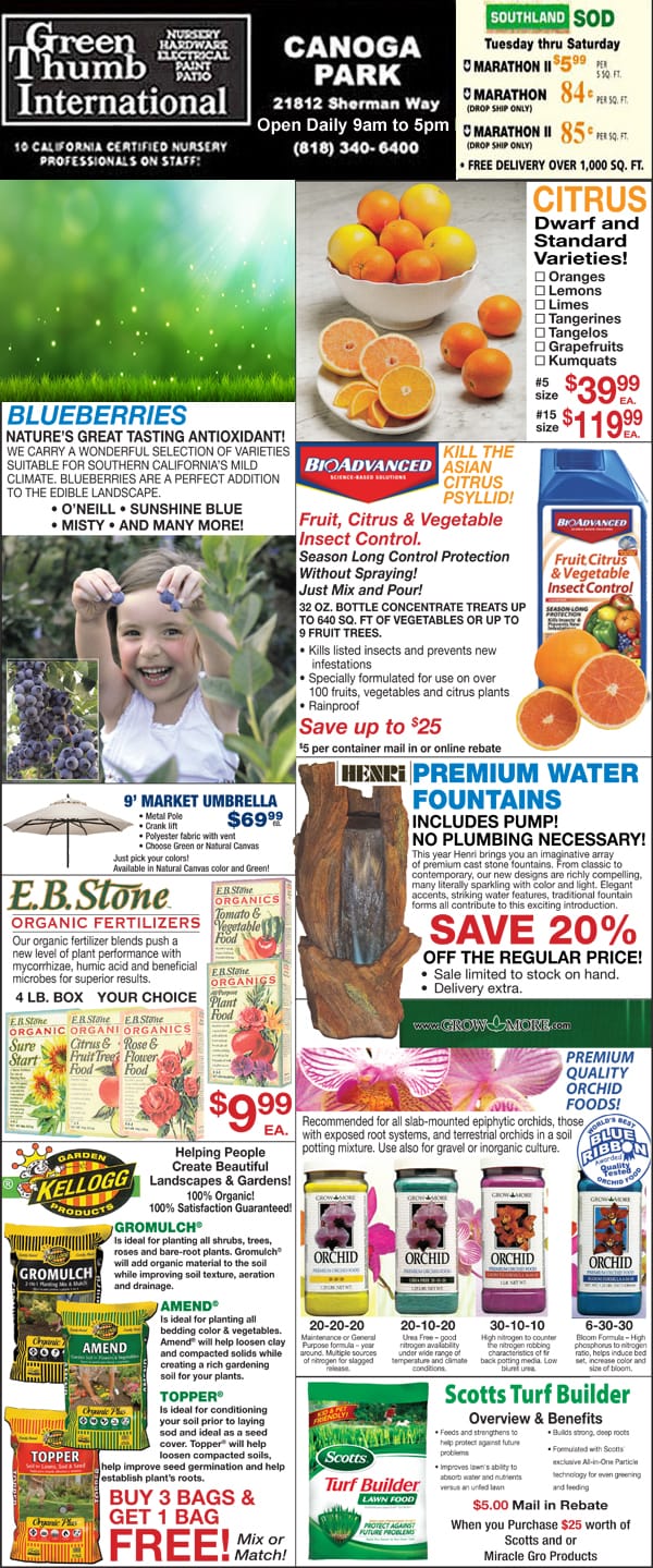 22521 Ad for Canoga Park Green Thumb Nursery