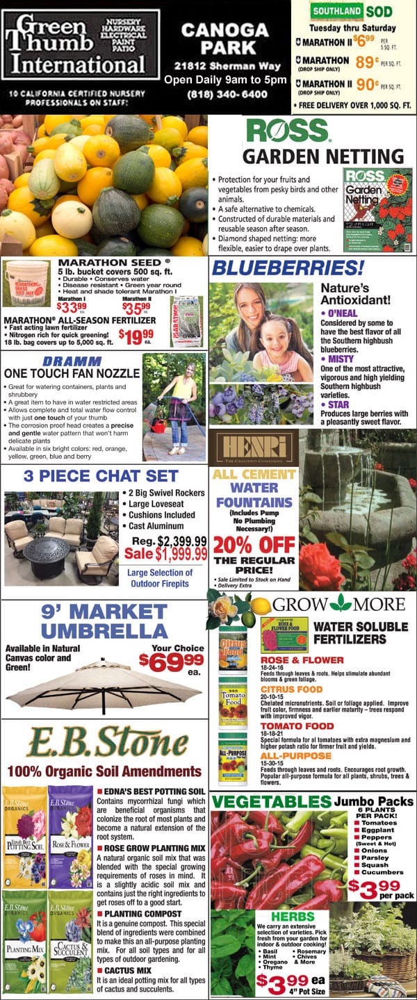 61721 Ad for Canoga Park Green Thumb Nursery