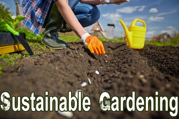 A woman is engaging in sustainable gardening at a Socal garden center.
