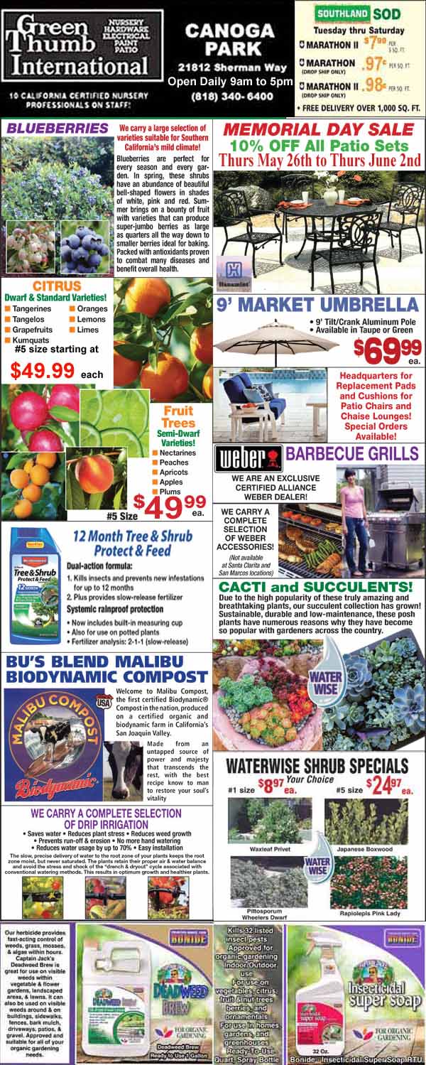 5262022 Ad for Canoga Park Green Thumb Nursery