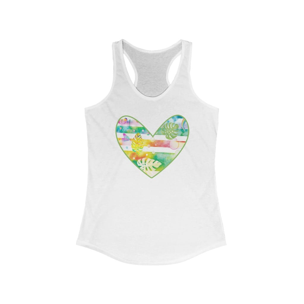 A Monstera Love Women's Racerback Tank Top by Green Thumb Nursery with a heart on it.