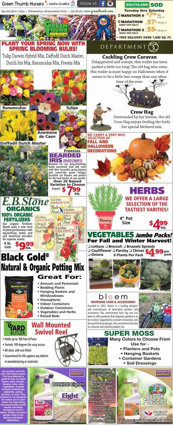 9292022 Ad for Newhall Santa Clarita Green Thumb Nursery