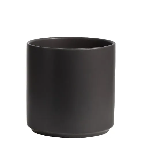 A black plant pot on a white background from the best garden center near me.