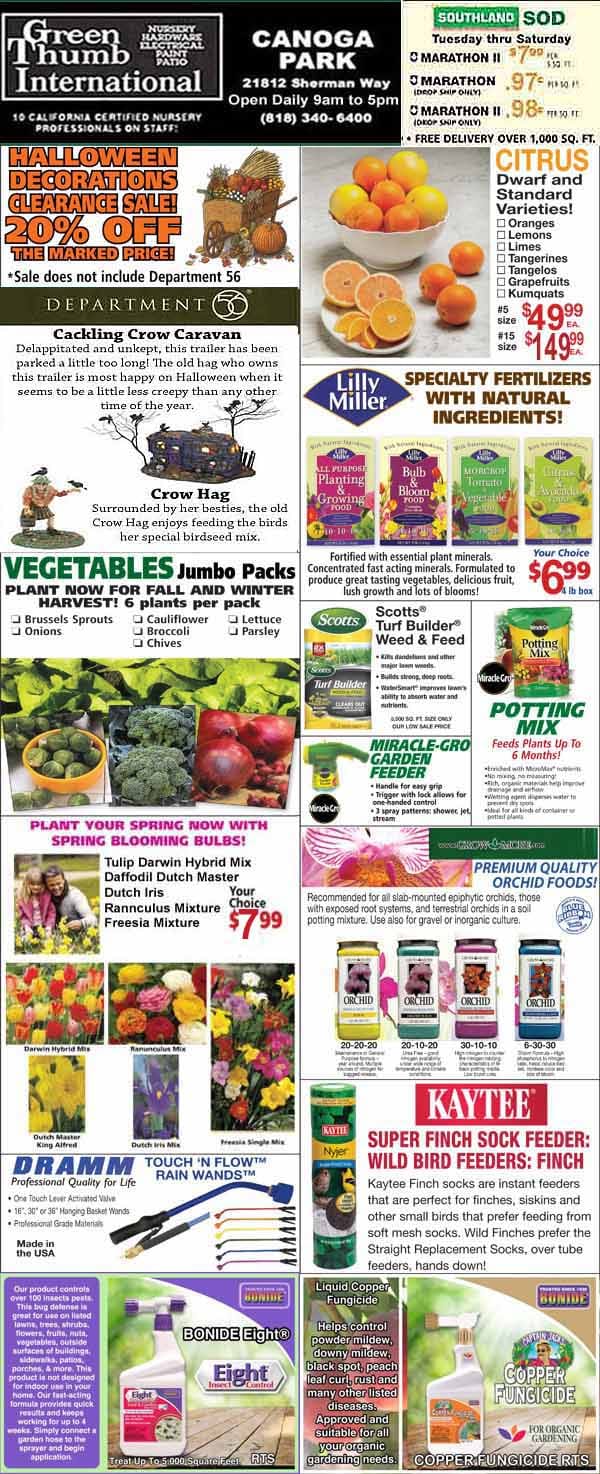 10132022 Ad for Canoga Park Green Thumb Nursery