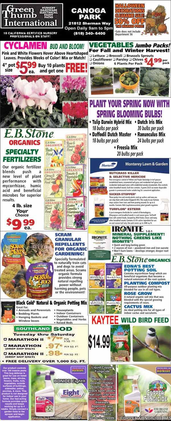 10272022 Ad for Canoga Park Green Thumb Nursery