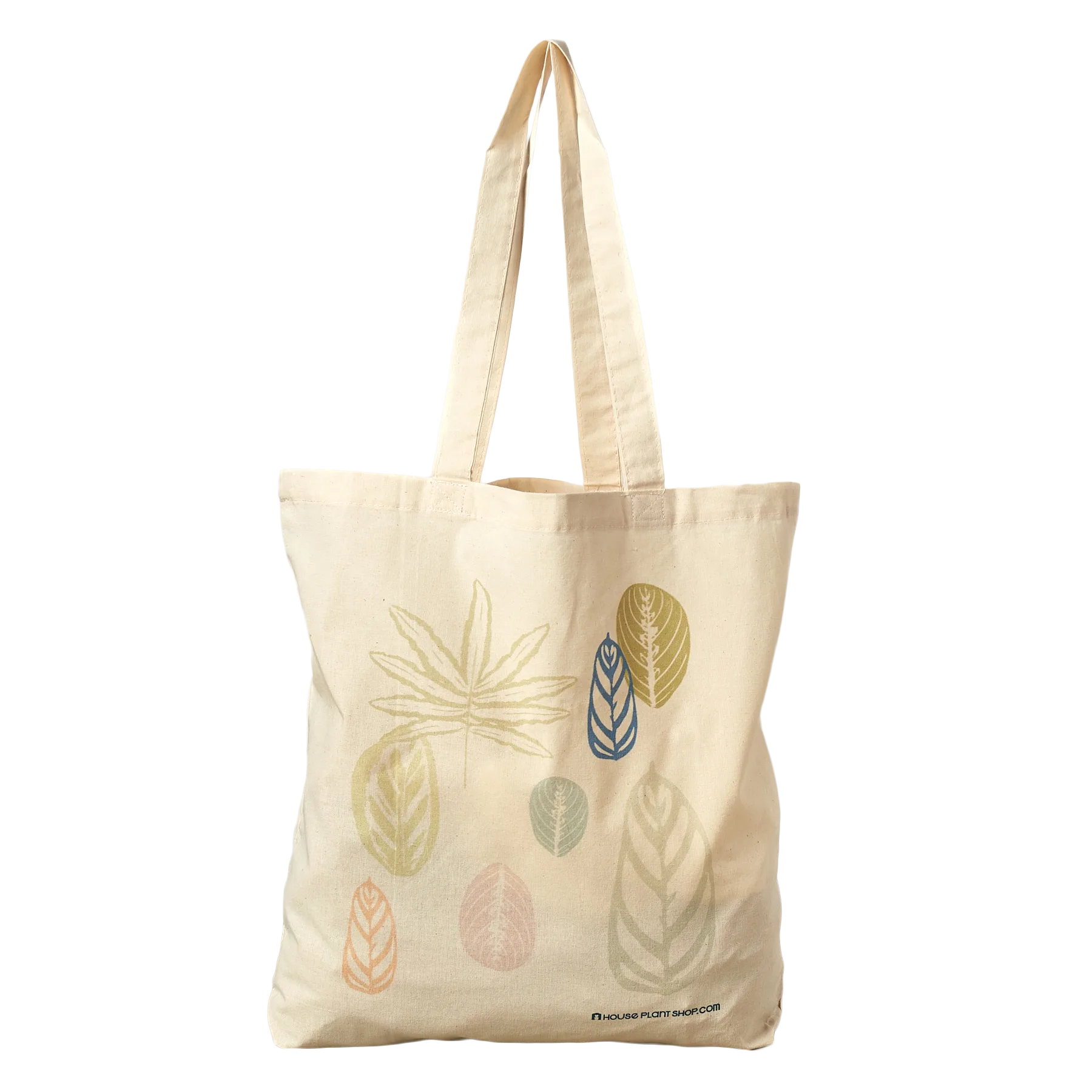 A tote bag featuring vibrant leaves.