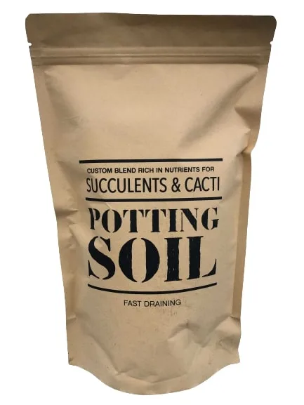 A bag of potting soil specifically labeled for succulents and cacti.