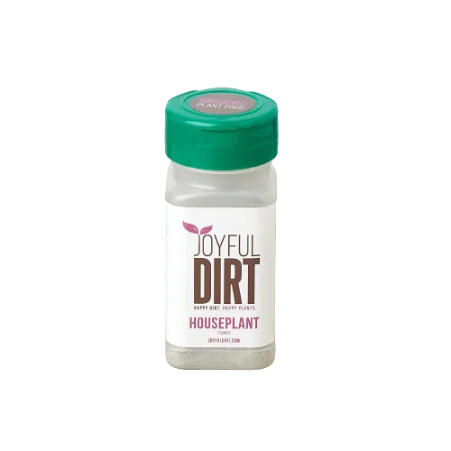 A bottle of houseplant dirt on a black background at the best garden center near me.