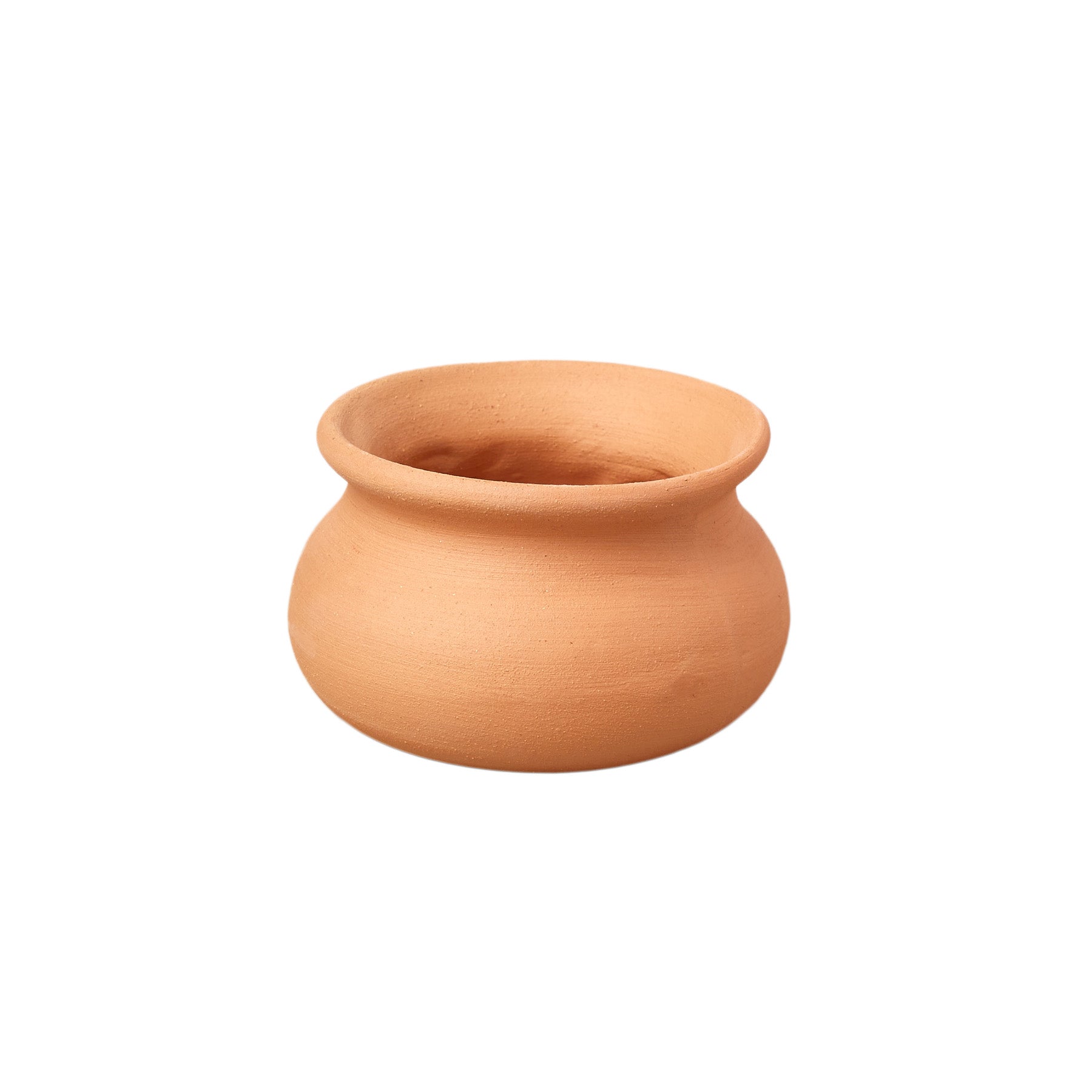 A small clay pot on a white background, sold at the best garden center near me.