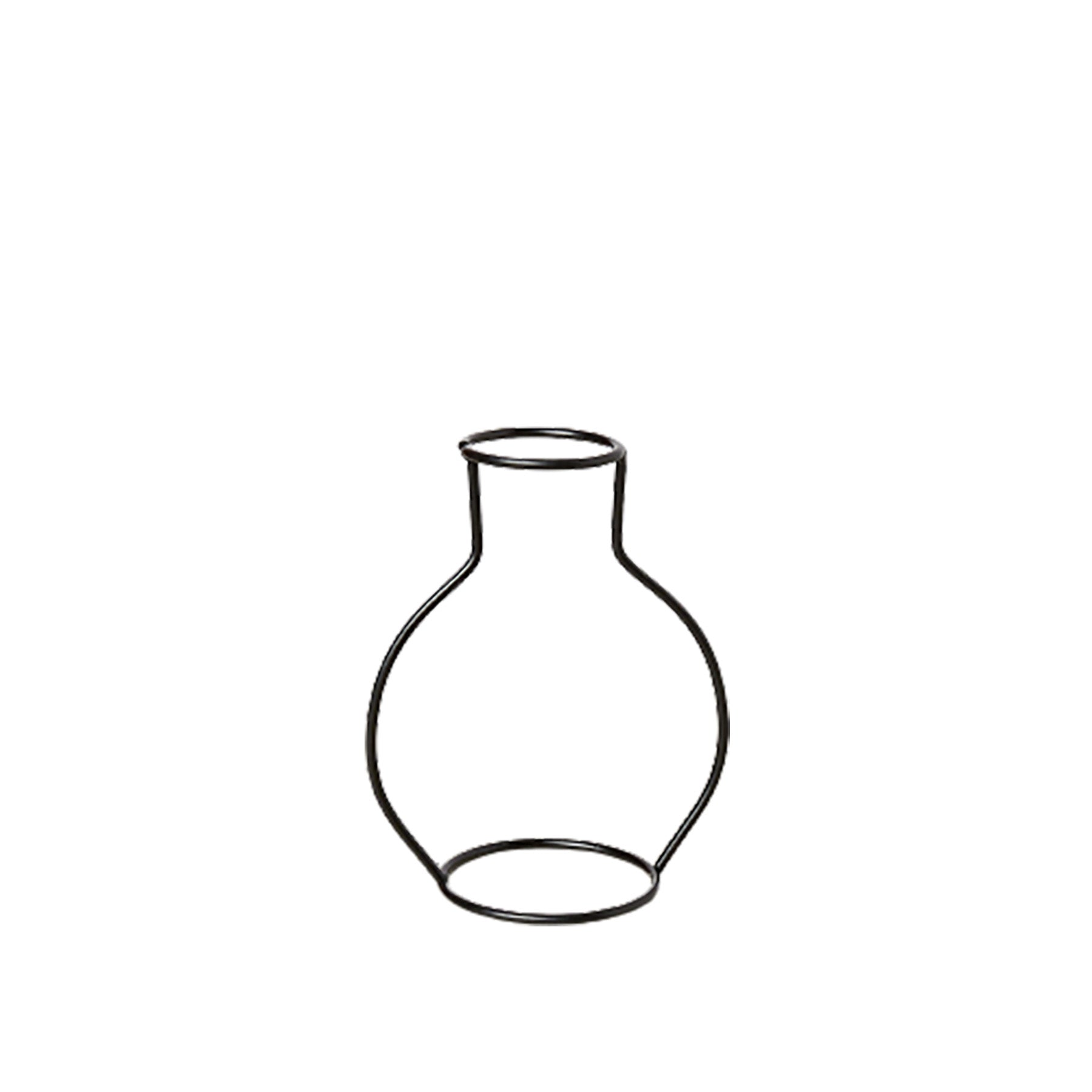 A black vase on a white background.