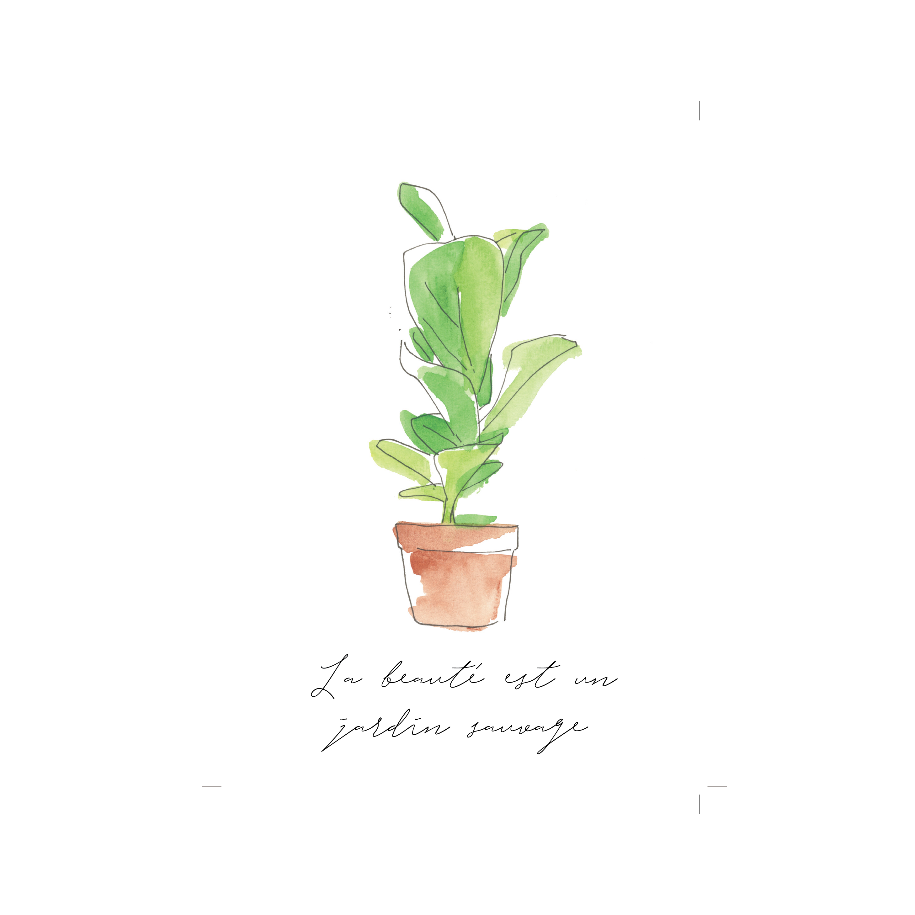 A watercolor print featuring a plant in a pot from one of the top plant nurseries near me.