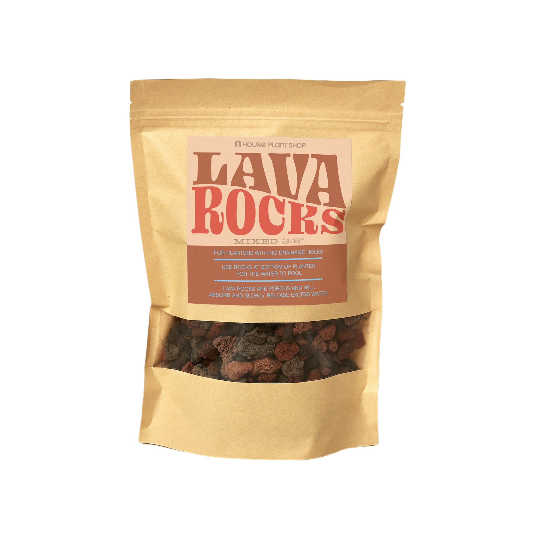A bag of lava rocks on a white background, perfect for your garden.