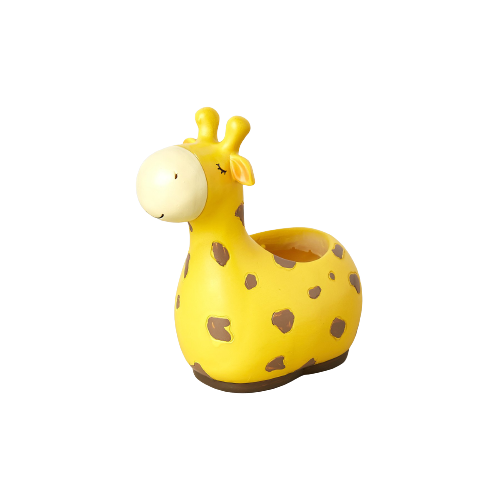 A giraffe shaped planter on a black background at a top garden center near me.