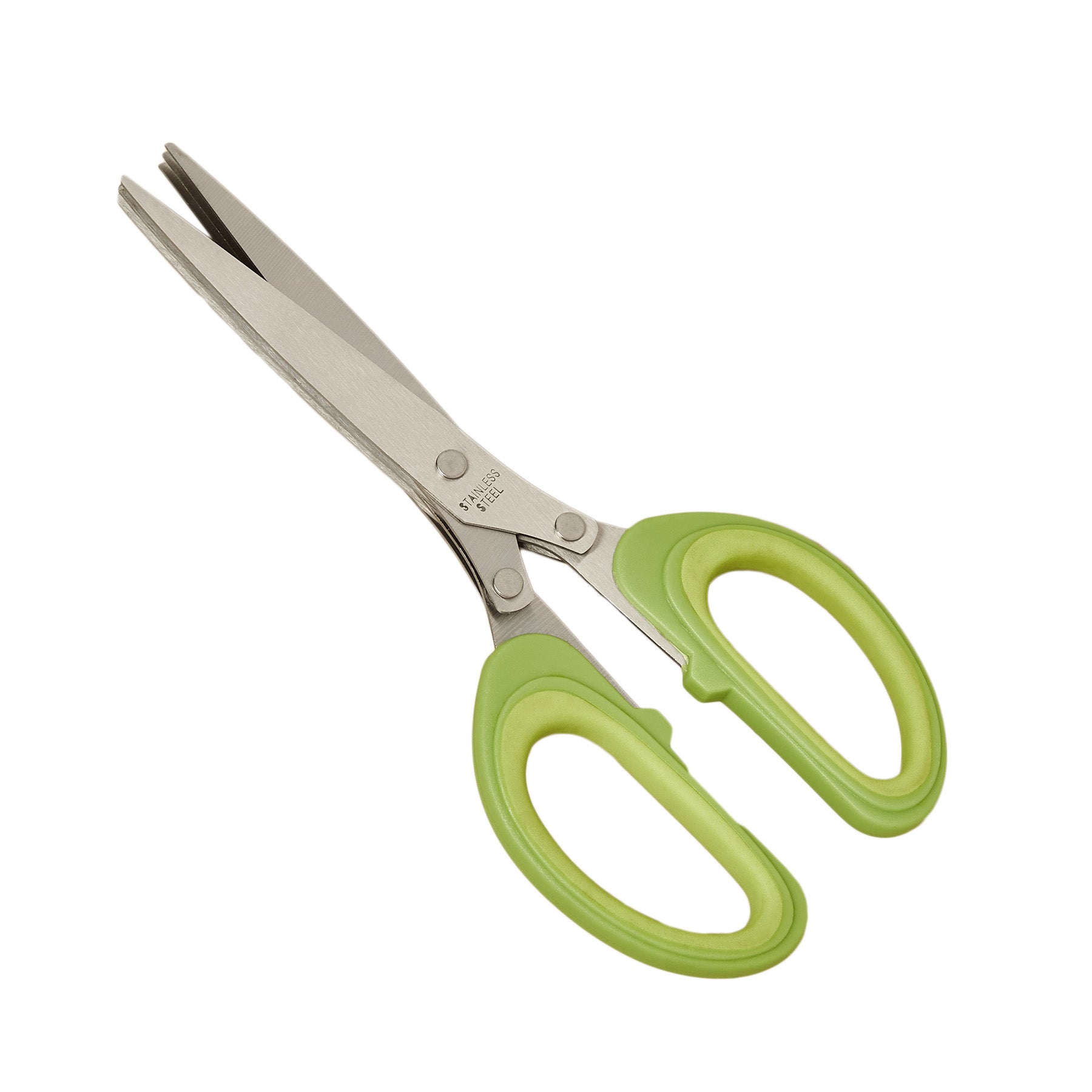 A pair of scissors on a white background.