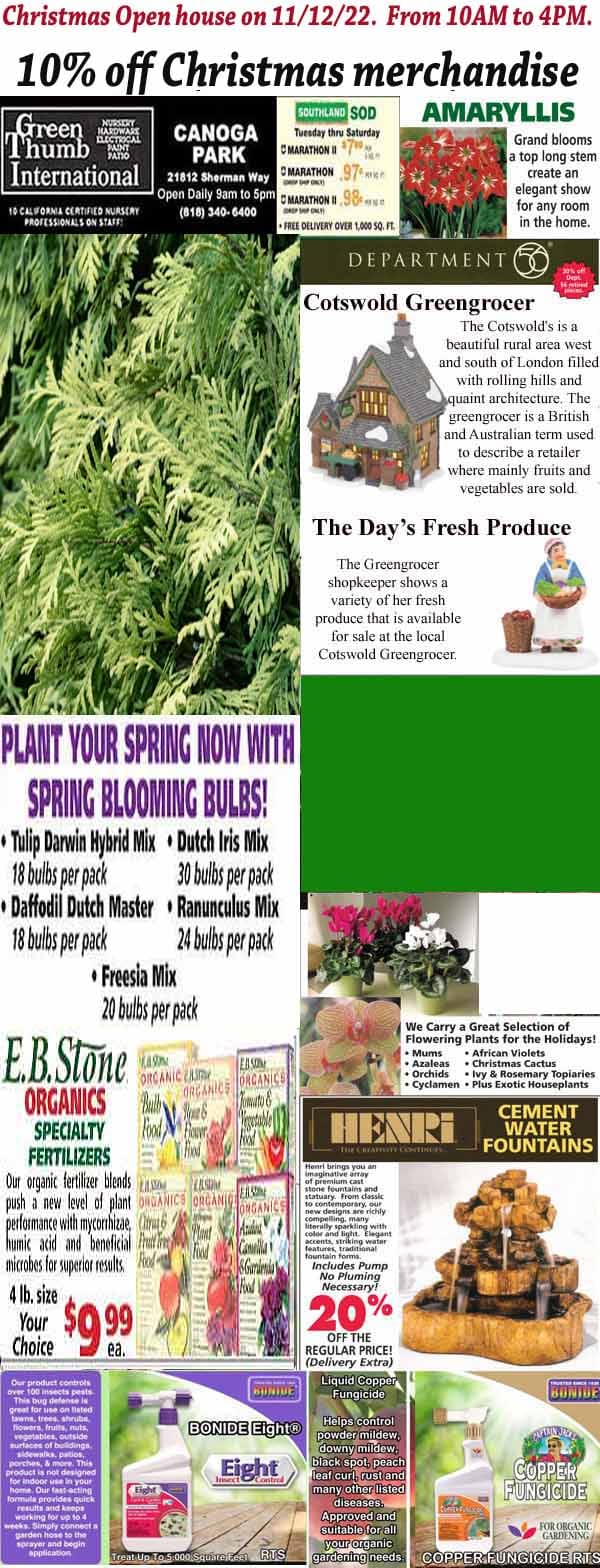11102022 Ad for Canoga Park Green Thumb Nursery