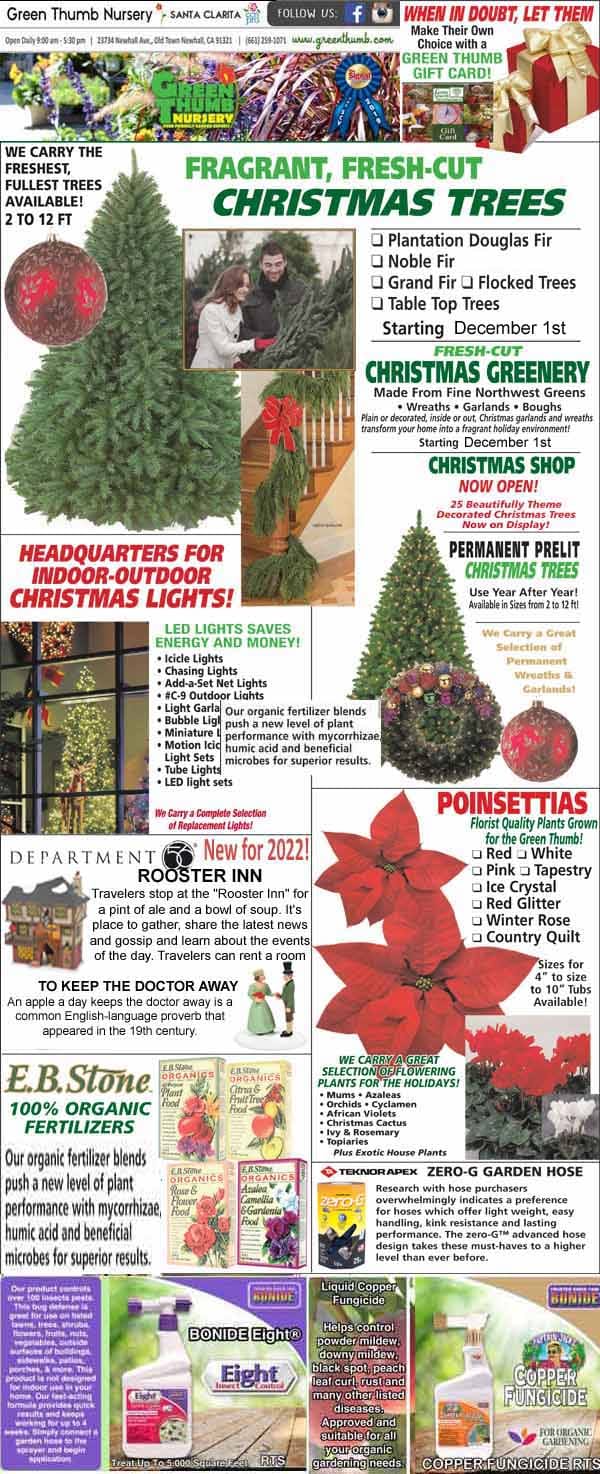 11242022 Ad for Newhall Santa Clarita Green Thumb Nursery