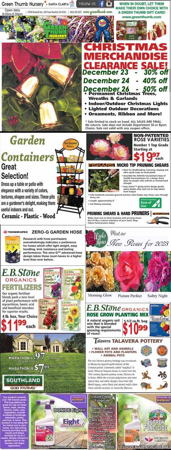 12222022 Ad for Newhall Santa Clarita Green Thumb Nursery