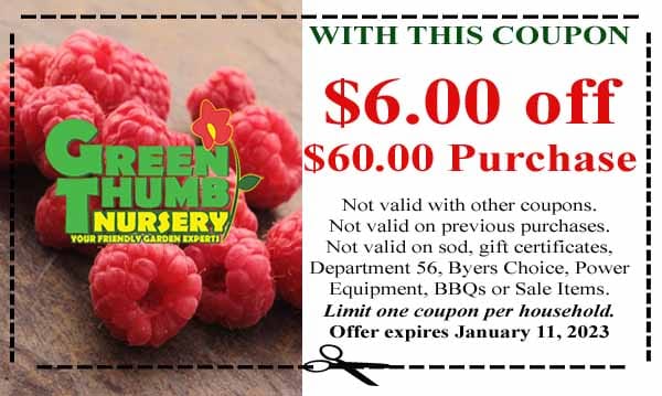 Green Thumb Coupon 1-05-2023 - Green Thumb Nursery
