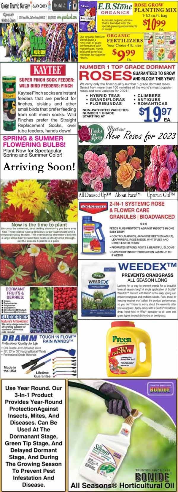 1192023 Ad for Newhall Santa Clarita Green Thumb Nursery