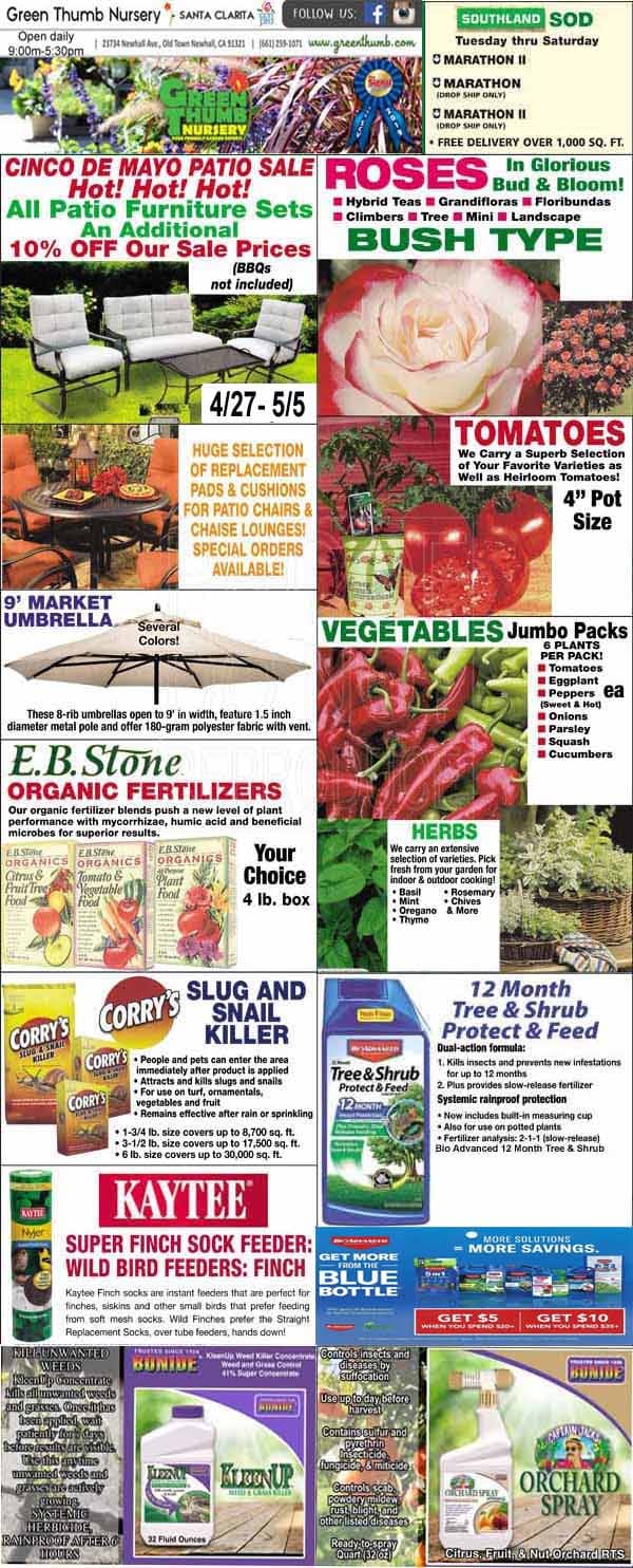 4272023 Ad for Newhall Santa Clarita Green Thumb Nursery